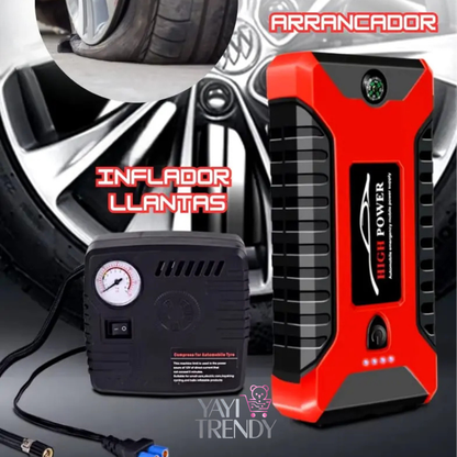 ARRANCADOR DE AUTOS CON INFLADOR DE LLANTAS MULTIFUNCIONAL